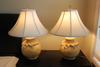 2 Heavy Lamps 22-in Tall, Three-way, Couple Areas Where Paint Is Rubbed Off