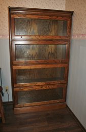 4 Shelf Dark Wood Glass Door Lawyers Type Cabinet. Beautiful Display Case 3' W, 13.5' D, 63' T