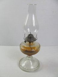 Vintage Amber Glass Hurricane Lamp