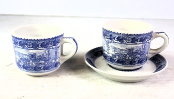 B&O Baltimore And Ohio Railroad Shenango China Two Cups One Saucer, Hairline Crack On Saucer