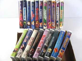 Many Disney VHS In Larger Plastic Cases -  Great Shape