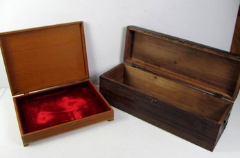 Wooden Box With Handles, Great Size For CDs 21.5x7x7 Tall And Shallow Lined Wooden Box 14x11