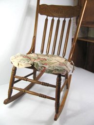 Nice Small Wooden Rocker With Cushion 34 Tall And 17 Wide