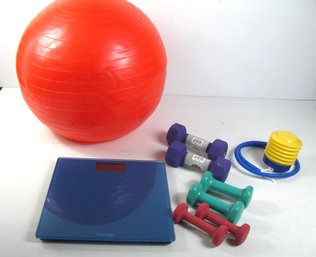 Let's Get Physical  -hand Weights, Small Pump, Exercise Ball And Bathroom Scale