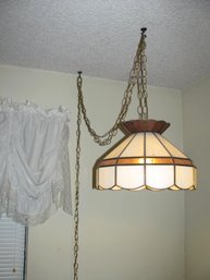 Hanging Glass Light On Chain 15.5 Diameter 11 In Tall