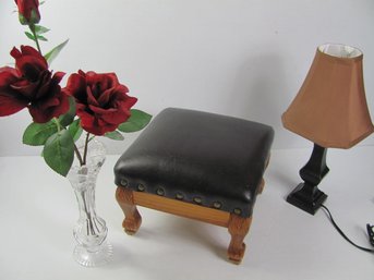 Cute Footstool, Missing Screw, Small Table Lamp, Beautiful Heavy Vase