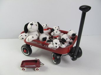 Two Small Radio Flyer Wagon With Small Dalmatians