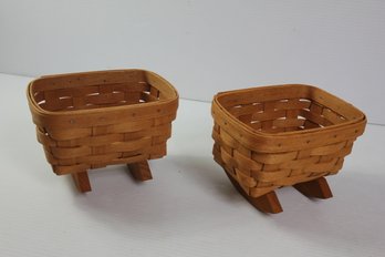 2 Small Longaberger Rocking Cradles 1991 And 1988 Vintage