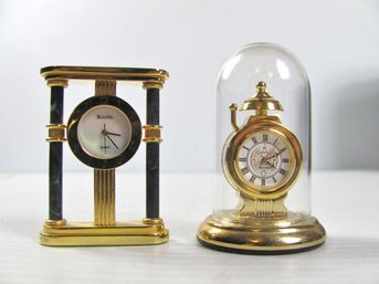 Two Bulova Mini Clocks