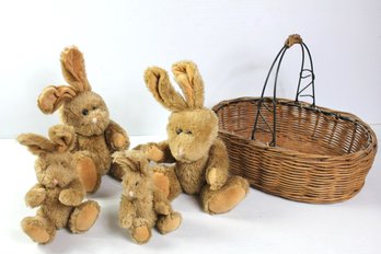 Basket W/4 Jointed Rabbits