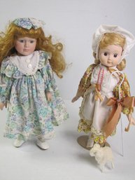 Two Porcelain Dolls -Mary Had A Little Lamb - Missing Shoe