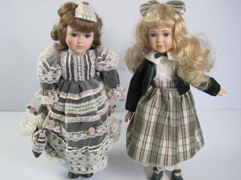 Two Pretty Porcelain Dolls, Soft Bodies