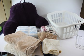 Basket Of Towels And Washcloths, Pillow