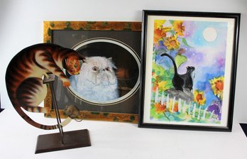 Cat Lovers-metal Rocking Cat And Mouse 17-in Tall Cat Pictures 20x17 And 22.5 X 19