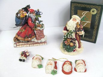 Boyd's Santa Father Christmas Bearing Gifts, 4 Enesco Ornaments, Metal Santa With Plaster Base