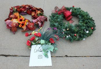 2 Wreaths Plus Metal 'welcome'  Tin