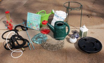 Garden Lot - Plant Stand, Watering Cans, Canvas Etc