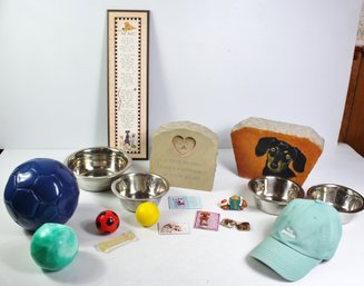 Dog Lot - Dog Rules Plaque, Stones, Bowls, Few Toys