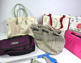 Couple Canvas Bags, Lunch Bag, 2 Reacher Tools, Few Misc