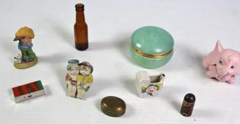 Cute Lot Of Small Collectibles - Kelvins Japan Porcelain Bisque Pink Elephant, 2 Occupied Japan, Lefton,