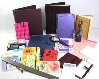 Binders, Pencil Sharpener, Note Cards, Magnifying Glass, Address Book