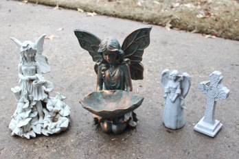 Four Pieces Of Angel Yard Decor