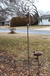 2 Yard Art - Birdbath Appears To Be Cast Iron