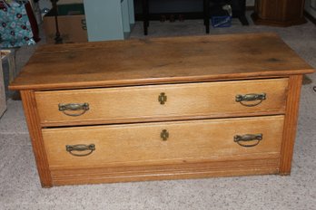 2 Drawer Wood Chest - Antique - 43 1/2 X 19 - Cute Piece 19 1/2' Tall