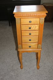 Nice Wood Jewelry Box W/fold Outs And 5 Drawers. 13.5 X 11 X 37 Tall