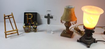 Two Small Decorative Table Lamps, Pretty Cross, 2 Bells