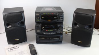 Fisher Stereo W/speakers, Dual Cassette, Radio, 3 Disc CD Changer