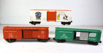 Three Lionel Box Cars- One Mickey Mouse
