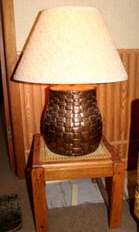 Vintage Ceramic 25' Lamp (couple Chips), Plus Small Side Table 16 X 18 X14 Tall