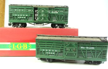 2 G Scale LGB Trains, Rio Grande Box Cars- One Box