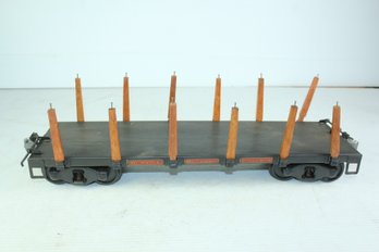 Buddy L Outdoor Railroad Stake Bed Flat Car #12457- T Reproduction Like New Condition