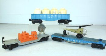 Lionel - Signal Car, Gondola With Air Activated Containers,  Helicopter Car