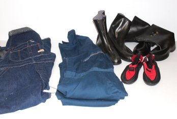 Rainboots (both Size 12) Penny's Overalls, Dickies Coveralls 42 Long