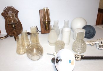 For All Your Lighting Needs! 2 Wall Sconces, Clamp Light, Wall Light, Misc Globes (3 Older)