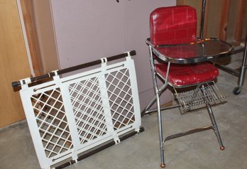 Vintage Child's High Chair And Gerico Gate