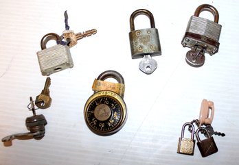 Padlocks, Some Vintage, Have Combination Or Key For Each