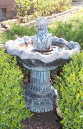 Bird Bath (heavy) With Removable Upright Cement Frog