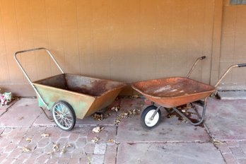 Wheel Barrow And Garden Cart, Rust On Both