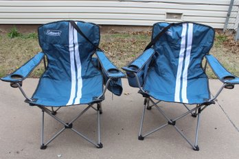 2 Coleman Foldable Chairs In Bags (one Bag Has Broken String) Chairs In Good Shape