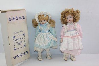 Two Dolls  -Princess House Porcelain ' Krystal' And Another Porcelain Doll, Both 15-in Tall