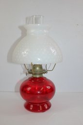 Vintage Oil Lamp With Glass Dome And Hobnail Cover 15-in Tall