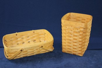 2 Longaberger Baskets - Trash Can 10-in Tall, 9x13 Rectangular
