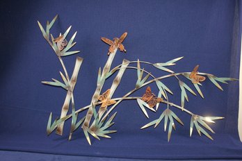 42 X 28 Metal Bamboo With Butterflies