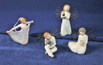 Four Willow Trees(1 Unmarked) Angel Of Protection, Angel Of Freedom, Butterfly Ornament