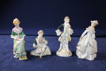 4 Ceramic Or Porcelain Vintage Figures -one Lefton, Two Made In Japan