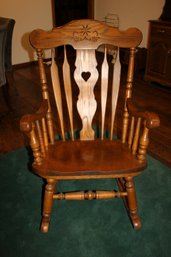 Large Wooden Rocker Made By S-bent And Brothers, Solid Oak In Great Shape 27 Wide 43 Tall